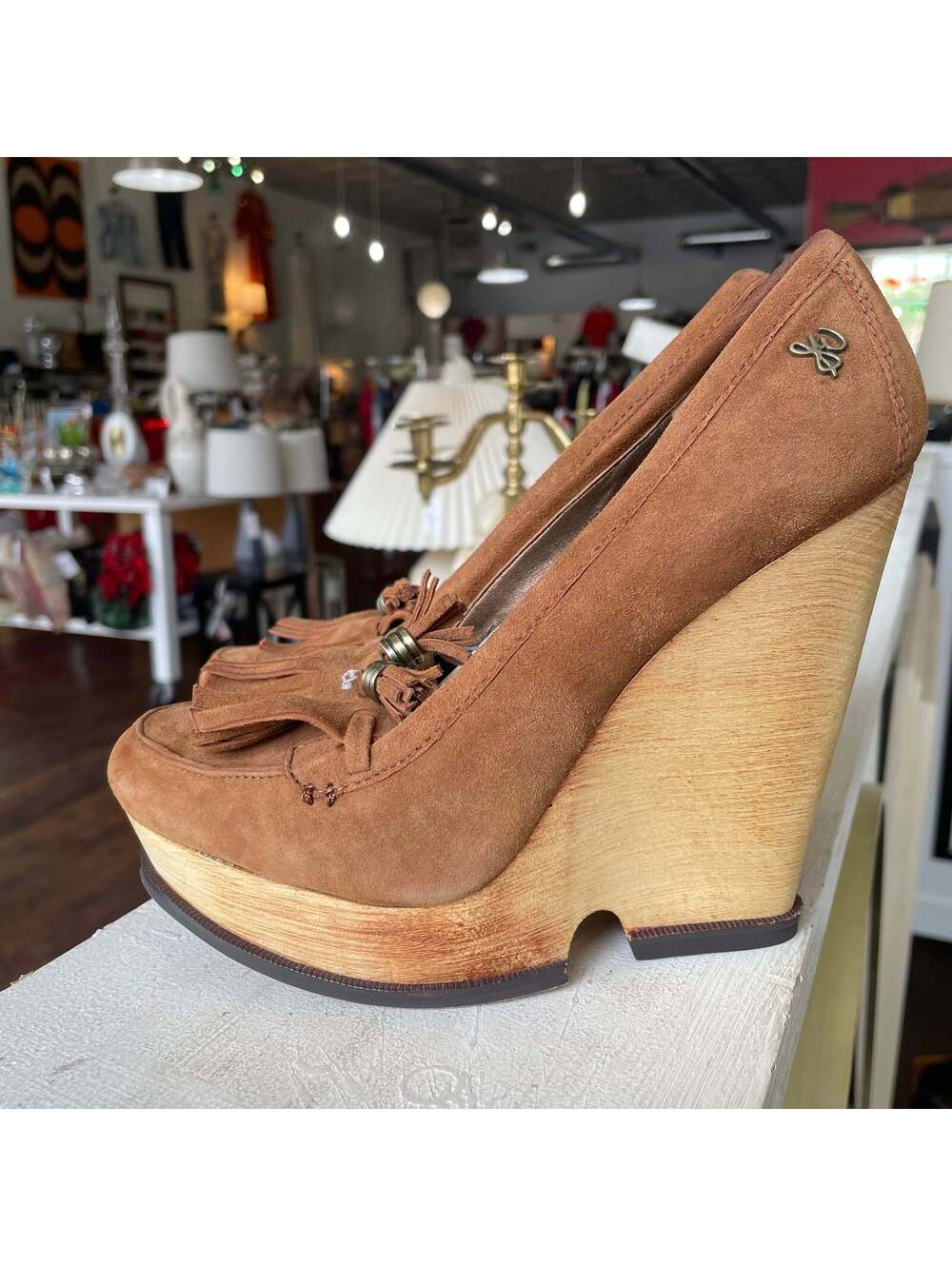 Sam Edelman brown suede wedge loafer pumps | 7.5